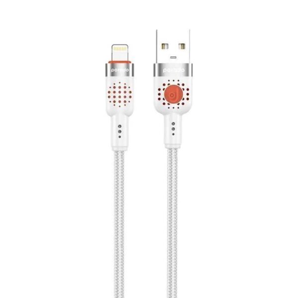 Porodo Alum. Alloy Braided Cable USB to Lightning 1.2m – White