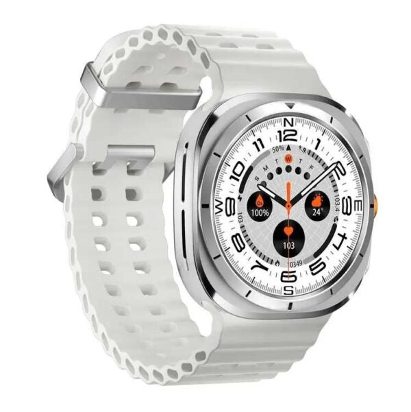 Porodo Amoled 1.43″ Smart Watch Silver Dial with 34mm White Ocean Band – Silver