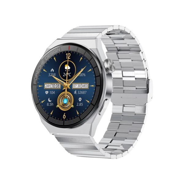 Porodo Zebro Smart Watch Silver dial + Grey Silicon Strap & Silver Metal starp