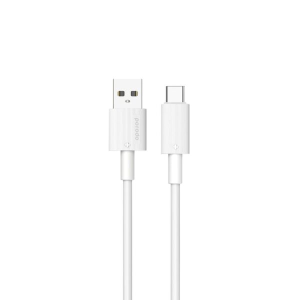 Porodo USB A to C PVC Cable 1.2m – White