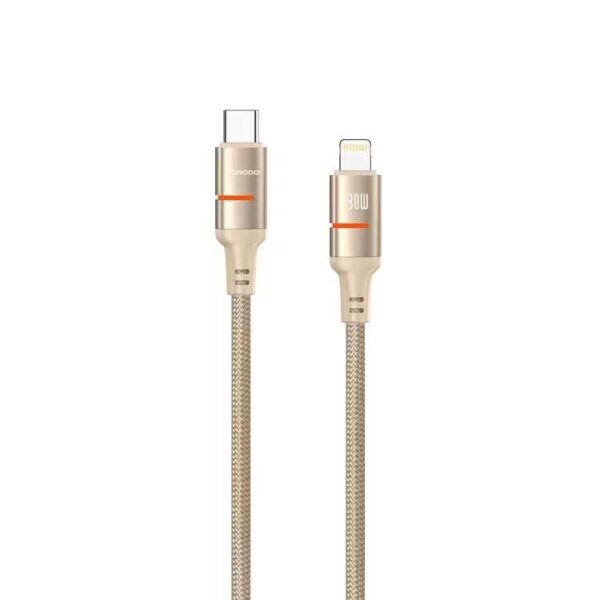 Porodo 30W Type-C to Lightning Braided Cable 1.2M – Gold