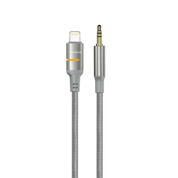 Porodo USB2.0 Lightning to 3.5mm Braided Audio Cable 1.2M – Grey
