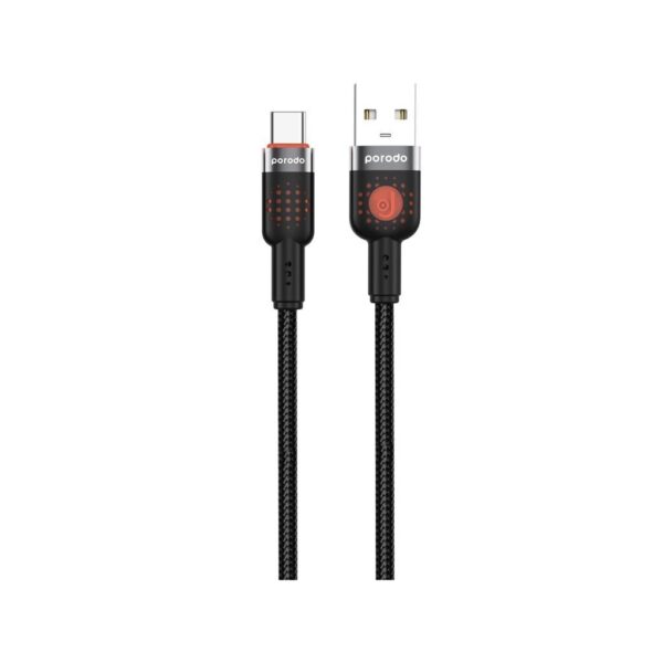 Porodo Alum. Alloy Braided Cable USB to Type-C 1.2m – Black