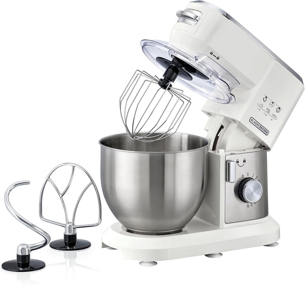 BLACK & DECKER Stand Mixer Kitchen Machine, 1000W, 6L Stainless Steel Bowl, 10 Speeds + Pulse