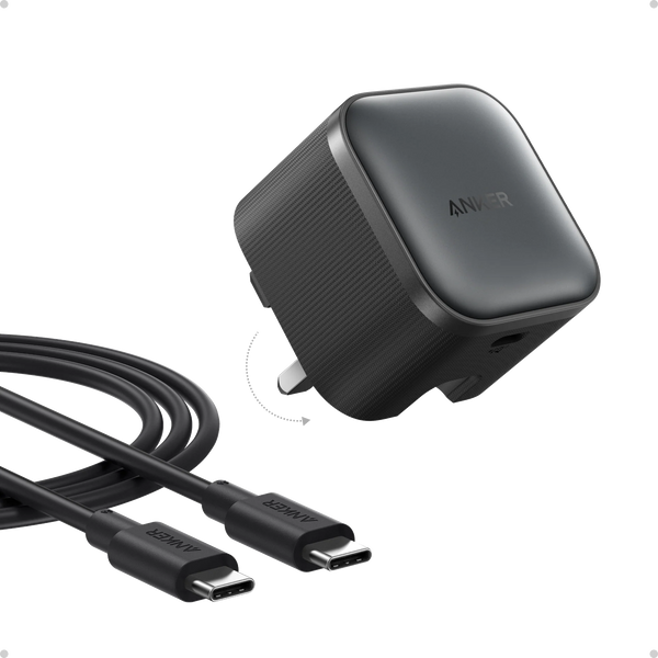 شاحن Anker Nano Charger (45W) - USB-C قوة  45  واط، تقنية  GaN  فائقة الصغر، وشحن  SuperFast  من  Samsung