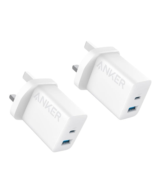 Anker USB C Plug, iPhone Charger, 20W Dual Port USB Fast Wall Charger بلك شحن ٢٠ واط