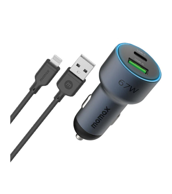 Momax MoVe 67W dual-port car charger with CtoC
Cable Space Grey