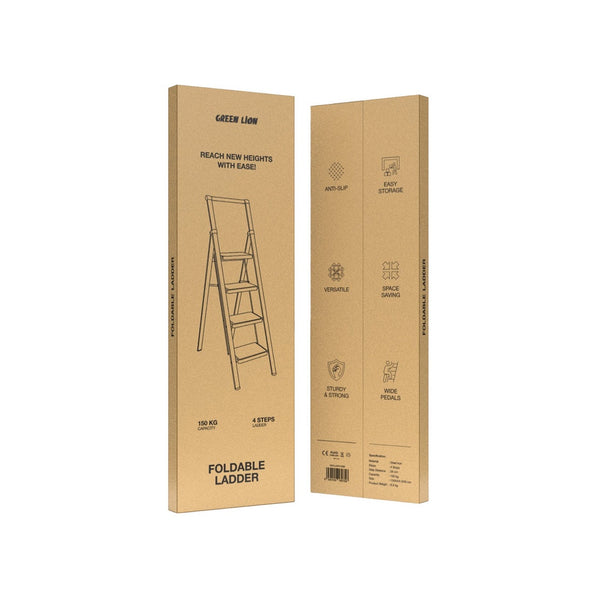 Green Lion Foldable Ladder 150 KG – Black