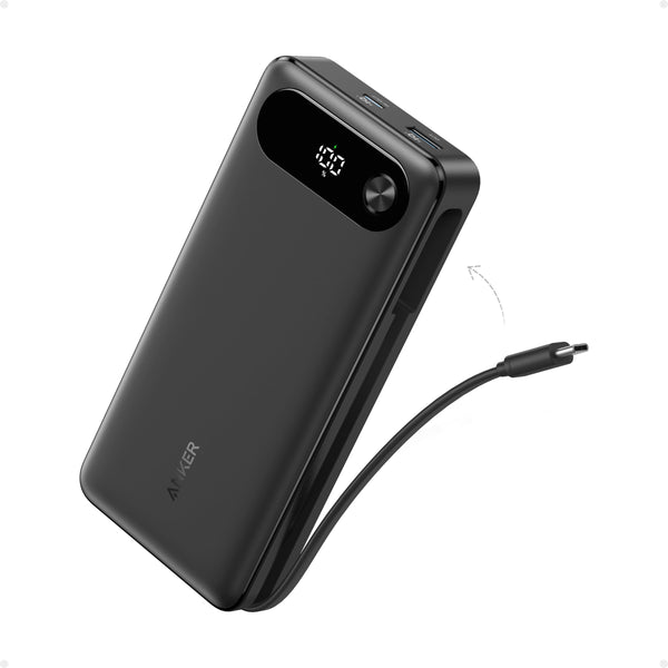 Anker Power Bank, 20,000mAh Portable Charger with Built-in USB-C Cable, 87W