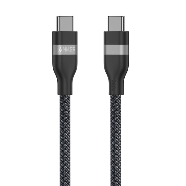 Anker Nano USB C Cable, 240W 3 ft Upcycled-Braided USB C to USB C black