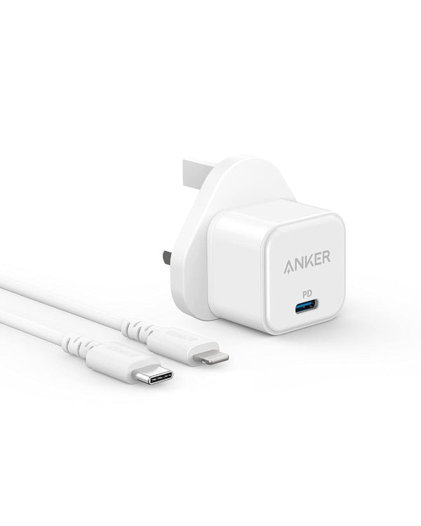 USB C Plug, Anker 20W Fast USB C Charger Plug, PowerPort III 20W Cube iPhone  شاحنه من انكل مع كيبل ايفون