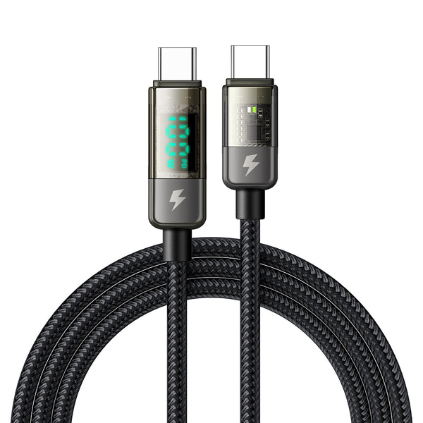 MCDODO CA361 DIGITAL PRO AUTO POWER OFF TYPE-C TO TYPE-C TRANSPARENT DATA CABLE 1.2M - BLACK