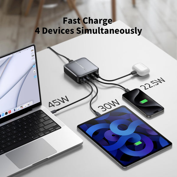 MOMAX USB Charging Station, 100W GaN USB C Charger with 6.56ft Cord سيار شحن