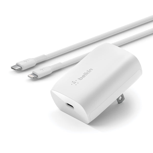 Belkin 30W USB C Wall Charger with USB-C to Lightning Cable, PPS بلك شحن مع كيبل ايفون مدعوم من ابل