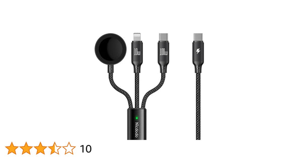 Mcdodo 3 in 1 USB-C To 100W Type C PD + iP + iWatch Magnetic Fast Charging Cable 1.2m