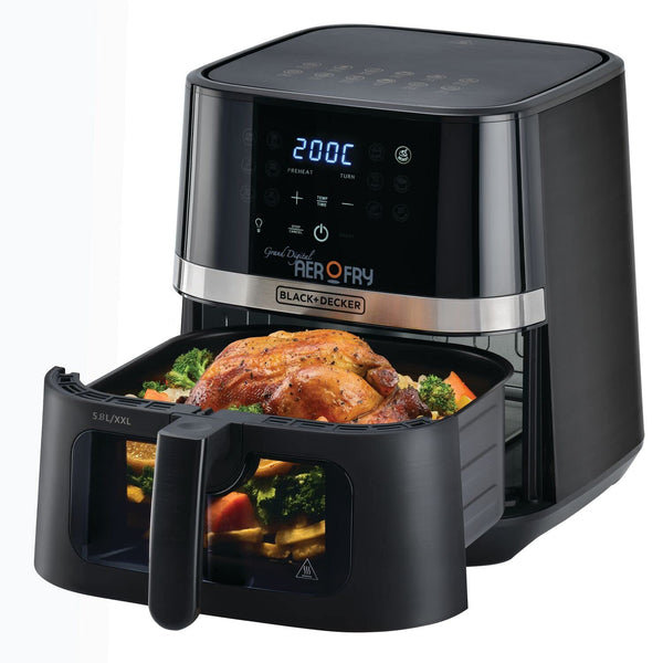 BLACK+DECKER XXL 2 KG/8.5 L Air Fryer, 5.8L Basket , 1800W, Touch Screen