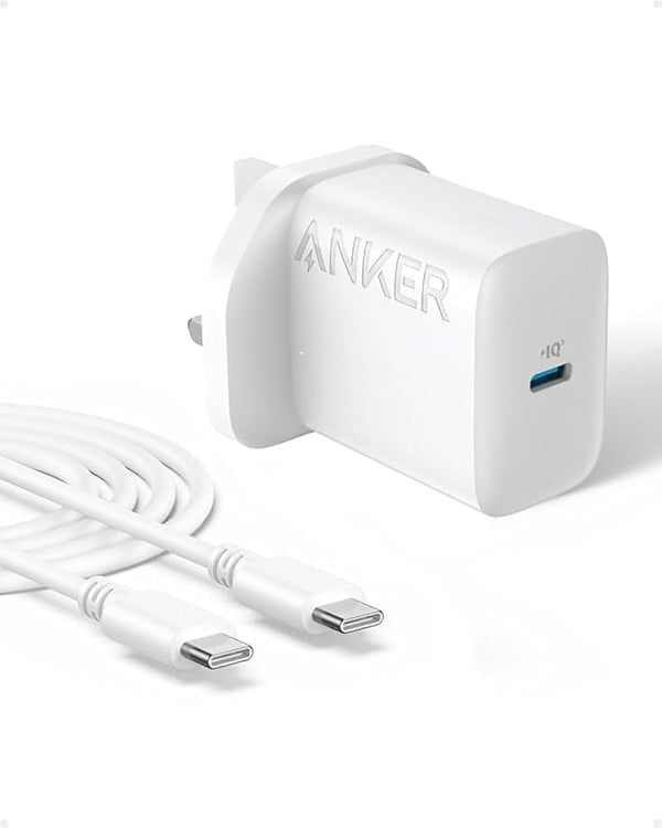 Anker USB C Plug 20W Ultra Fast Wall Charger For iPhone, iPad, iPod And More with cable