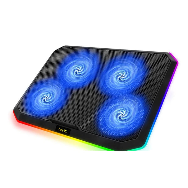 ستاند تبريد الحاسوب Havit F2076 تبريد موجه للألعاب:  5  مراوح، إضاءة  RGB ، و  6  مستويات لضبط الارتفاع