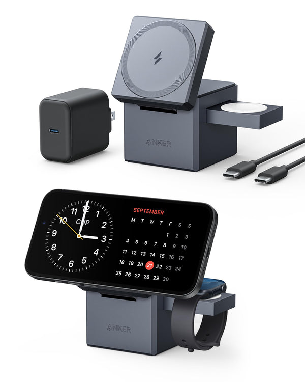 Anker 3 - in - 1 Cube with MagSafe شاحن ماك سيف من انكر - Eufy iraq