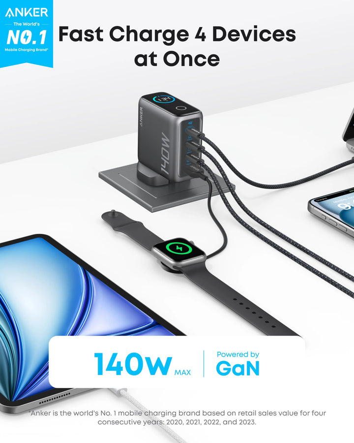 Anker Charger (140W, 4 - Port, PD 3.1) with USB - C Cable - Eufy iraq