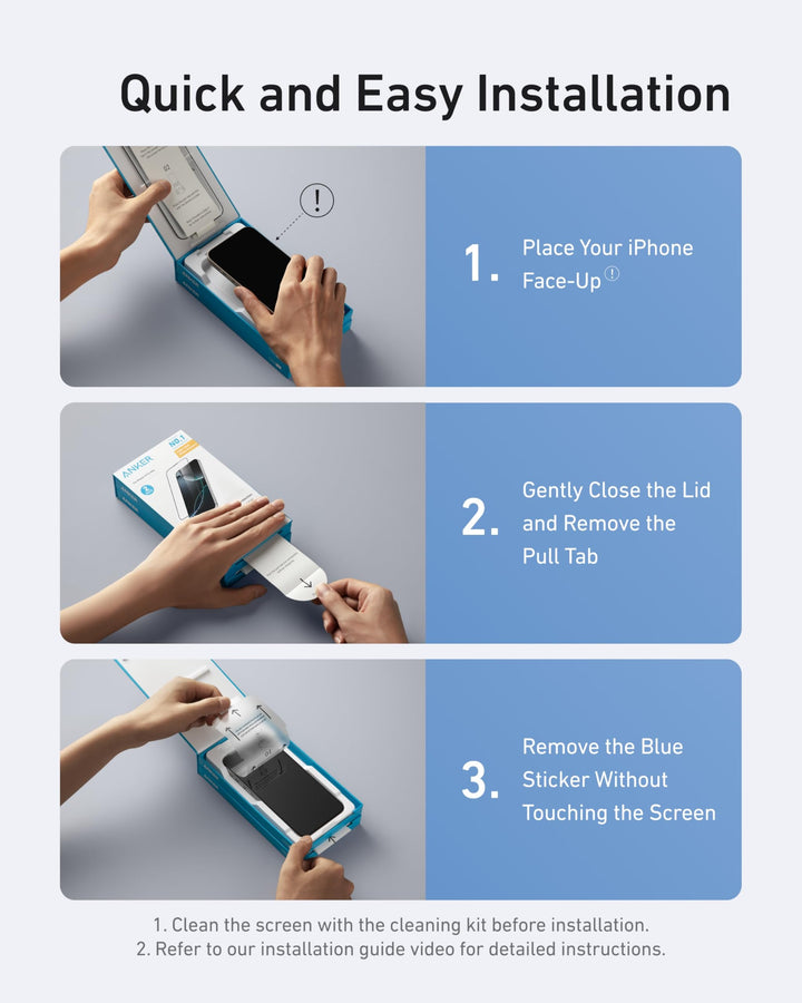 Anker Easy Fit HD Screen Protector, for iPhone 16 Pro Max Screen Protector, (2 - Pack) - Eufy iraq