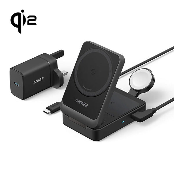 Anker MagGo 15W 3 - in - 1 Charging Station Qi2 Certified Wireless Charger B2557211 - Eufy iraq