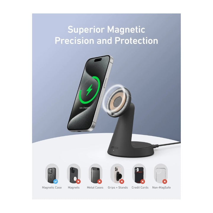 ANKER MagGo Wirelese Charger 2 in 1 Dock Stand with USB - C cable - Eufy iraq