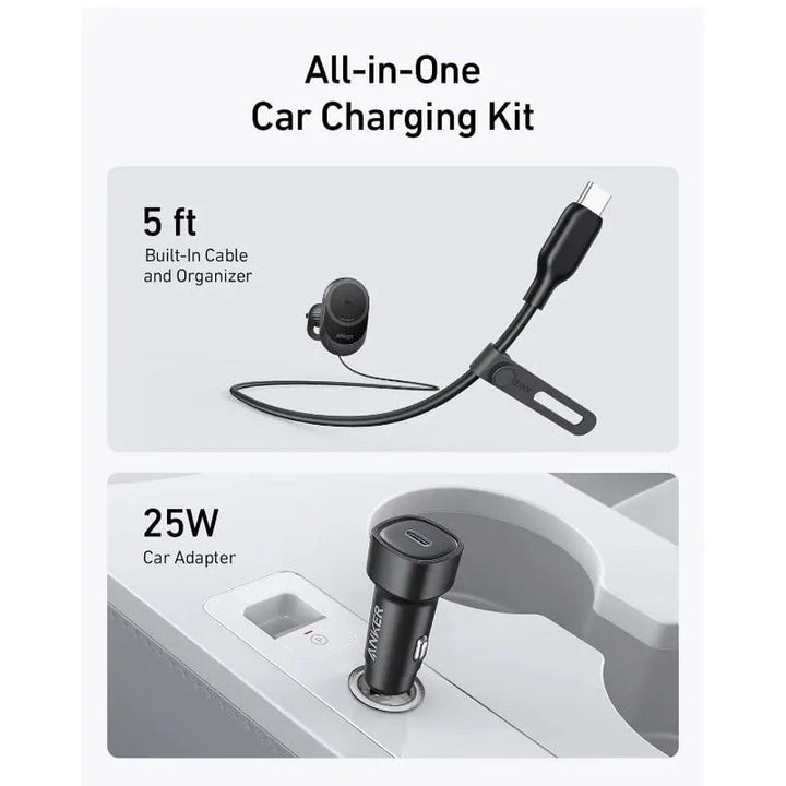 Anker MagGo Wireless Car Charger (15W) with Pad and Built In C cable - Eufy iraq