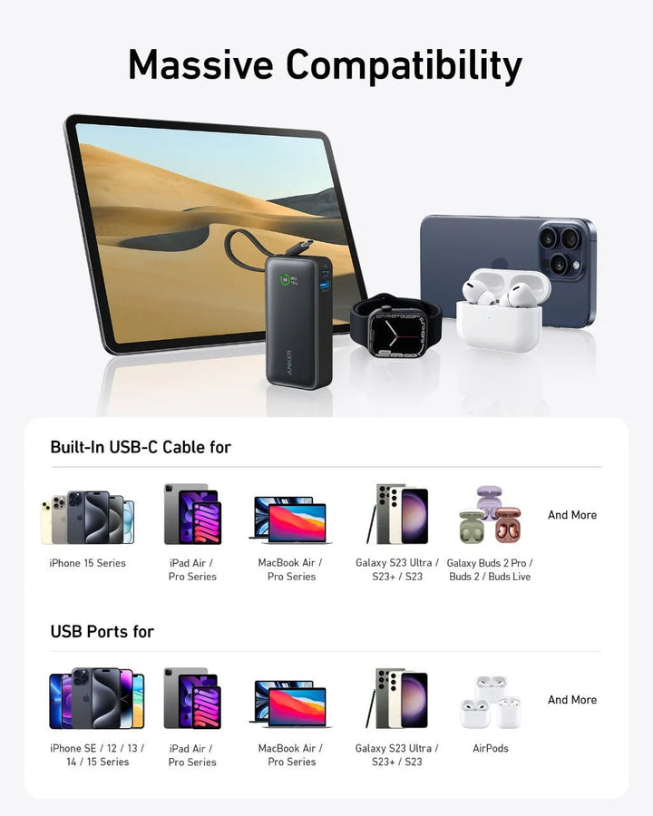 Anker Nano Power Bank (30W, Built - In USB - C Cable) - Eufy iraq