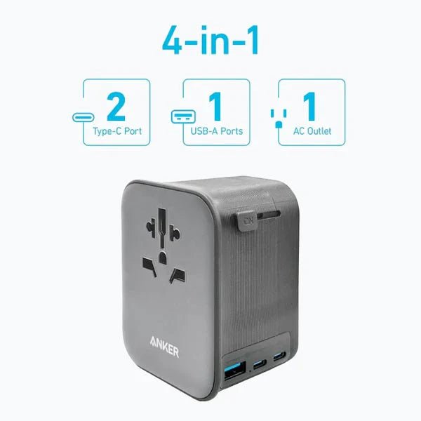 Anker Nano Travel Adapter 4 - in - 1 65W GaN Black - Eufy iraq