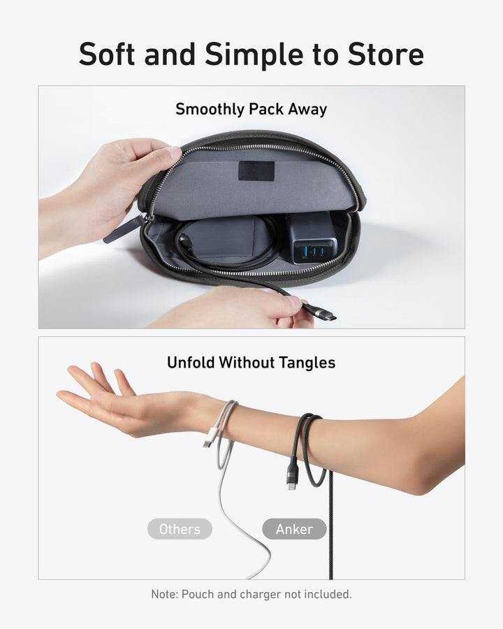 Anker Nano USB C Cable, 240W 3 ft Upcycled - Braided USB C to USB C black - Eufy iraq