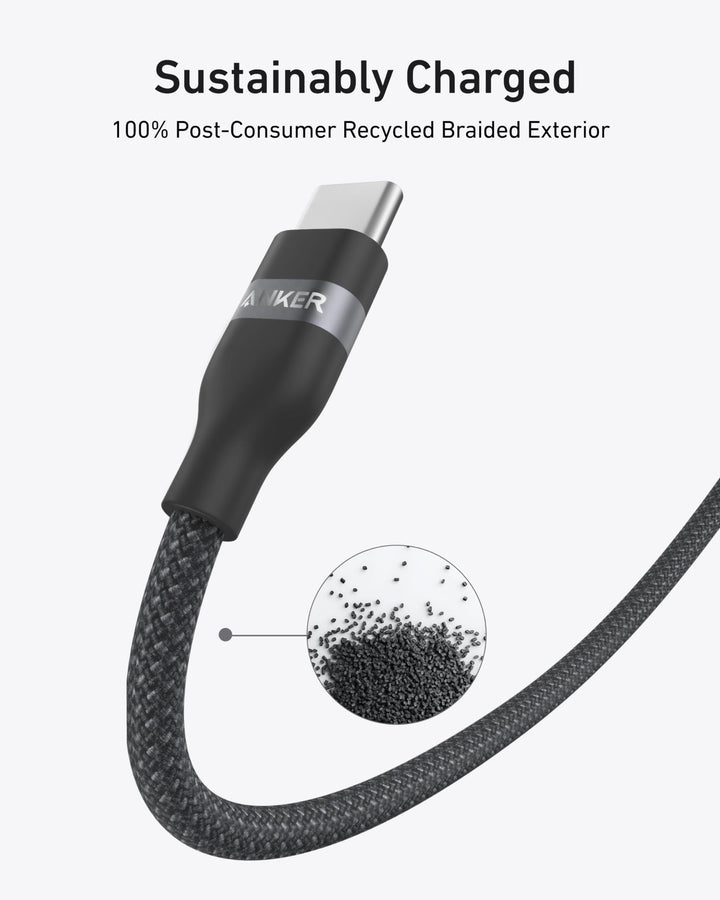 Anker Nano USB C Cable, 240W 3 ft Upcycled - Braided USB C to USB C black - Eufy iraq