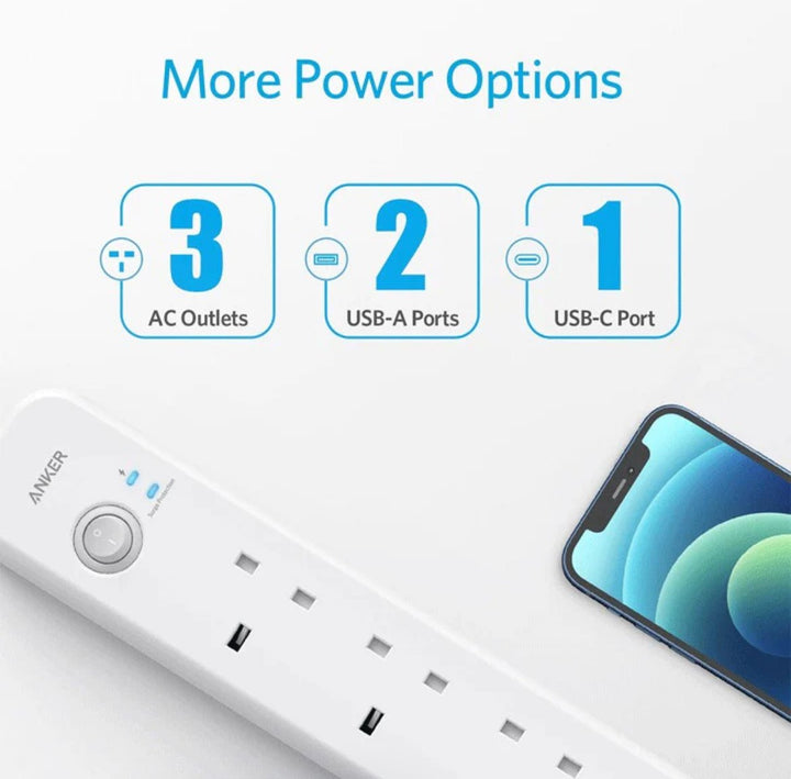 ANKER POWER EXTEND USB - C 3 STRIP - WHITE (A9136K21) سيار شحن - Eufy iraq