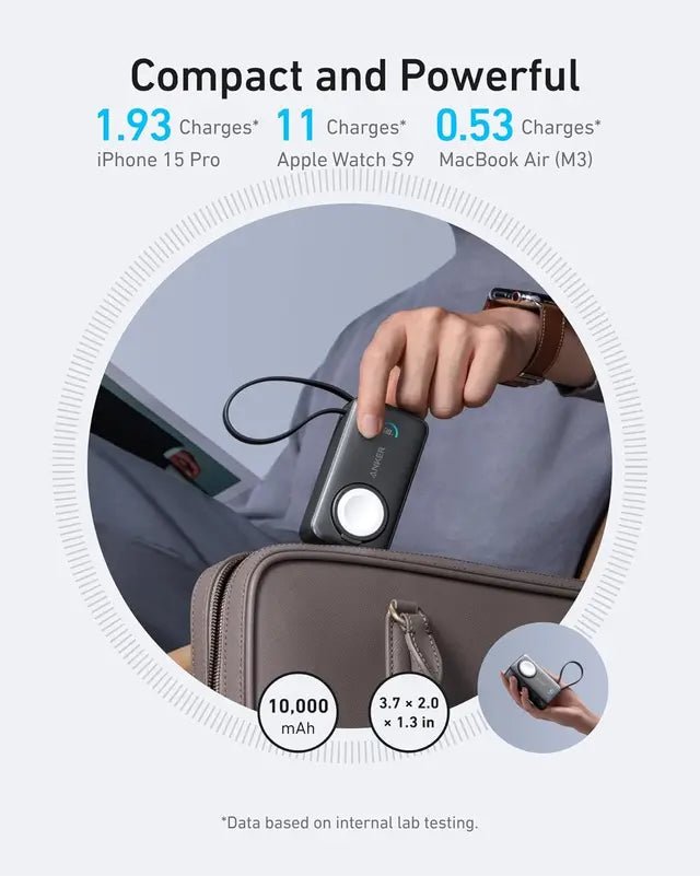 Anker Powercore Nano 10000Mah Pd 30W Built - In Usb - C Cable & Apple Watch Charger Black - Eufy iraq