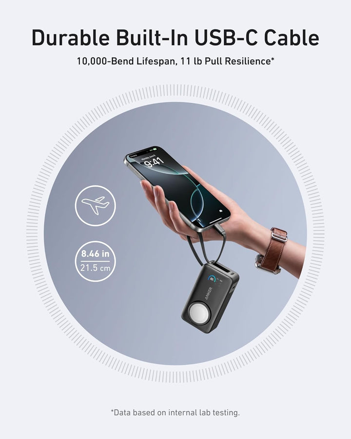 Anker Powercore Nano 10000Mah Pd 30W Built - In Usb - C Cable & Apple Watch Charger Black - Eufy iraq