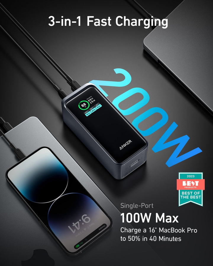 Anker Prime Power Bank, 20,000 mAh Portable Charger with 200W Output شاحن بقوة ٢٠٠ واط - Eufy iraq