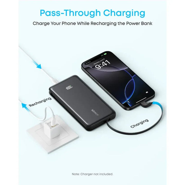Anker Zolo Power Bank – ‎10,000 mAh / 22.5 W مع كابل USB - C مدمج - Eufy iraq