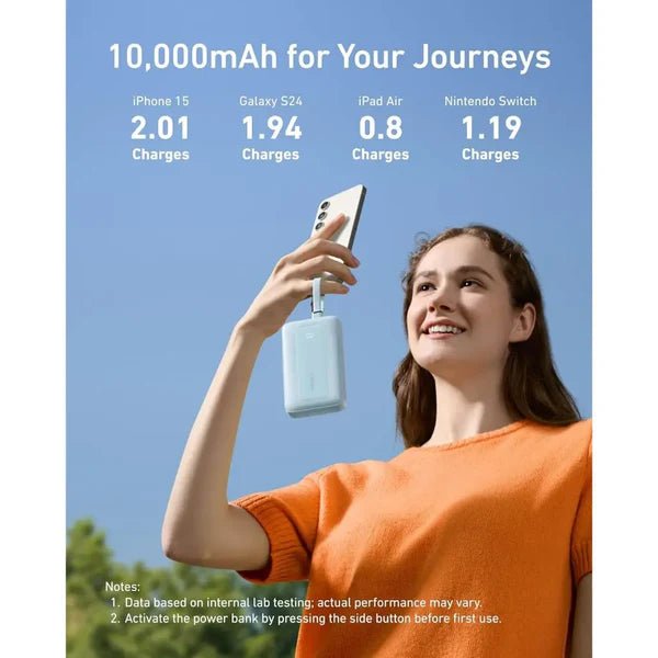 Anker Zolo Power Bank 10000mAh 30W with Built - in USB - C and Lightning Cables A1680 - Eufy iraq