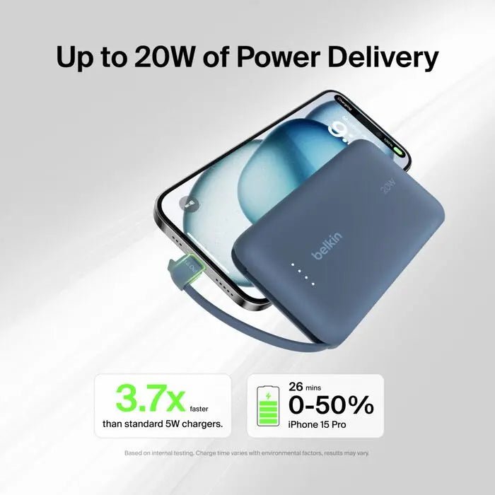 Belkin BoostCharge Power Bank 10K with Integrated Cable - Eufy iraq