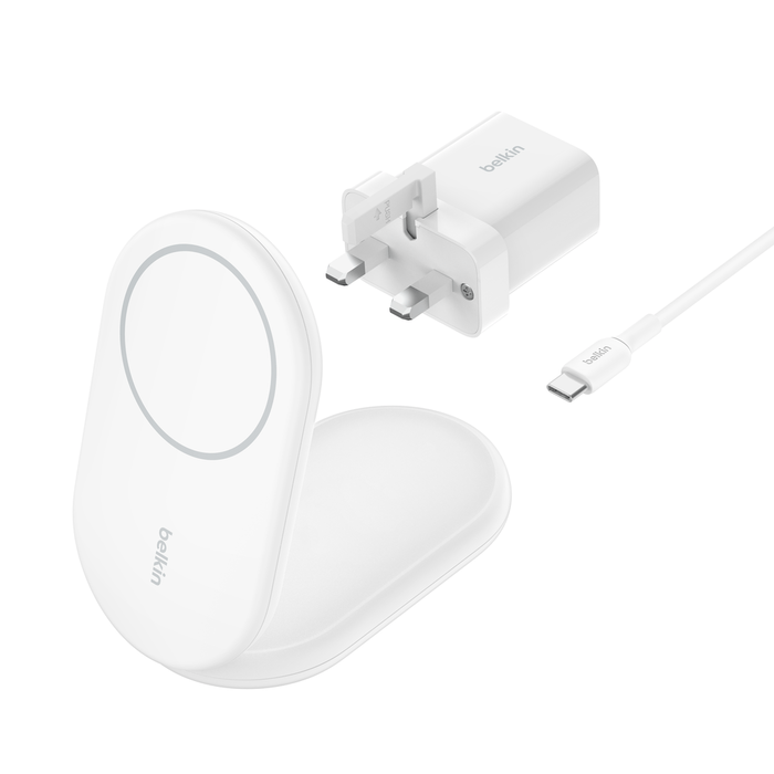 Belkin BoostCharge Wireless Charging Stand with Magnetic Qi2 15W, White - Eufy iraq