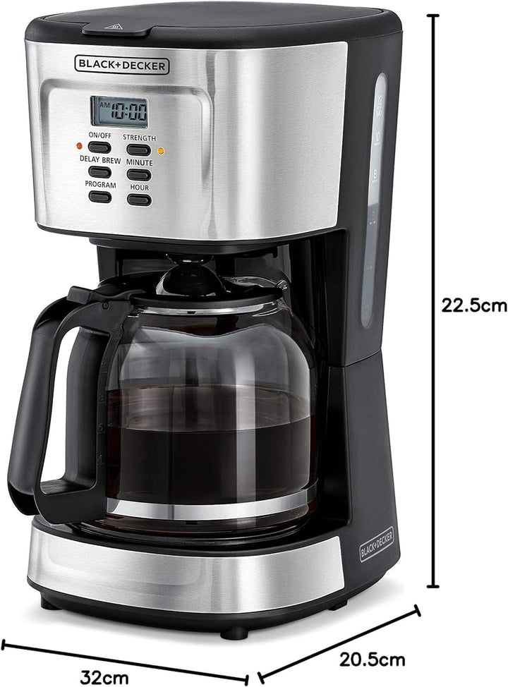 BLACK & DECKER 12 - Cup Coffee Maker, 900W, 24 - Hour – Black - Eufy iraq