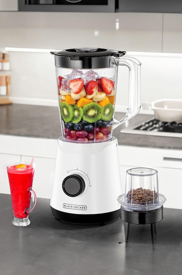 Black&Decker BX520 - B5 500W Blender with 1 Grinder - White (خلاط) - Eufy iraq