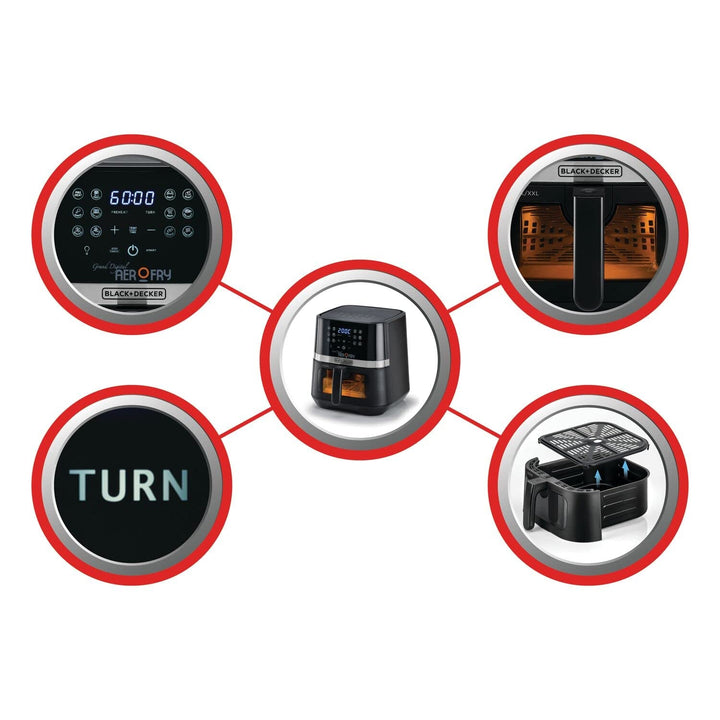 BLACK+DECKER XXL 2 KG/8.5 L Air Fryer, 5.8L Basket , 1800W, Touch Screen - Eufy iraq