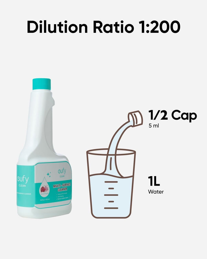 eufy RoboVac Hard Floor Cleaning Solution (2Bottle), Dilution Ratio 1:200, 473 ml, Floor Cleaner - Eufy iraq