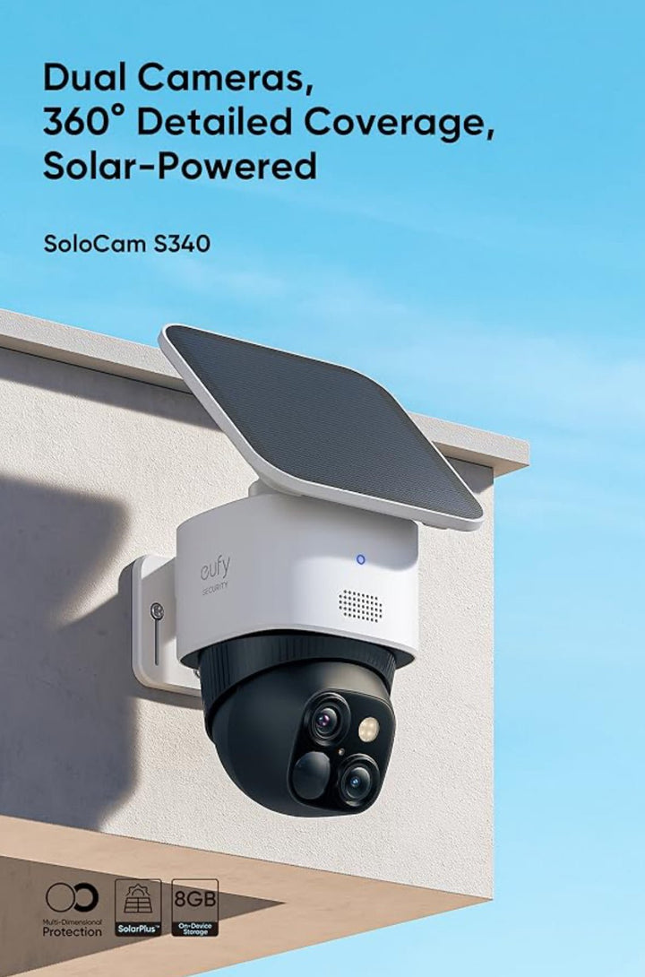 eufy Security SoloCam S340, Solar Security Camera, Wireless Outdoor Camera, 360° - Eufy iraq