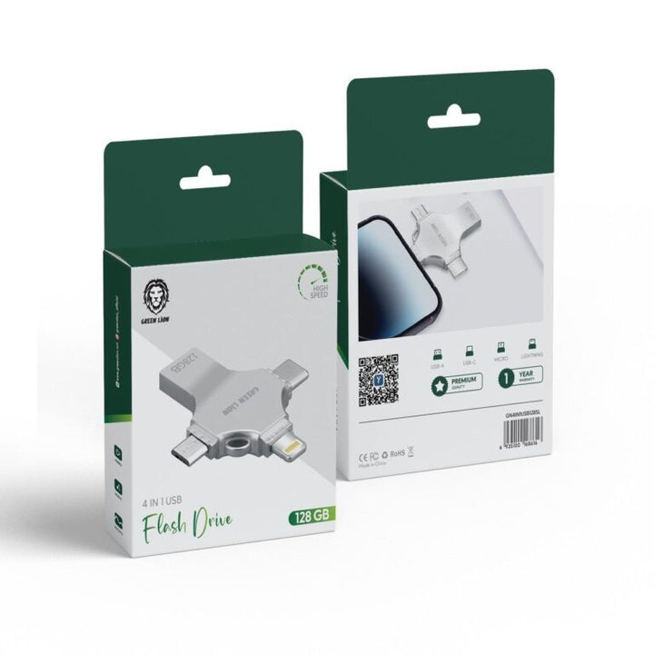 Green Lion 4 in 1 USB Flash Drive 128GB Silver - Eufy iraq