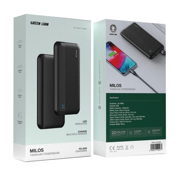 Green Lion Milos 10000mAh Powerbank PD20W Black - Eufy iraq
