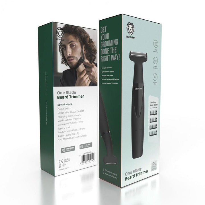Green Lion One Blade Beard Trimmer 500mAh BlackSKU GNOBLTRMBK - Eufy iraq