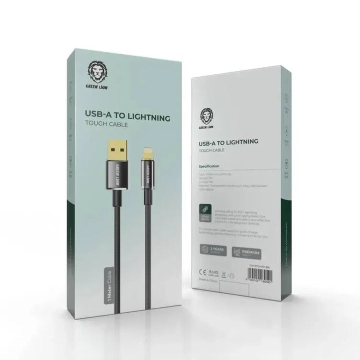 Green Lion USB - A to Lightning Touch Cable 1M 3A Black - Eufy iraq
