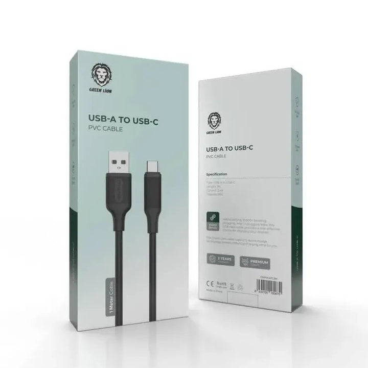 Green Lion USB - A to USB - C PVC Cable 1M 2.4A Black - Eufy iraq